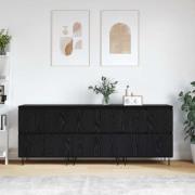 vidaXL Skåp 3 pcs Svart ek 180 x 35 x 70 cm Konstruerat trä