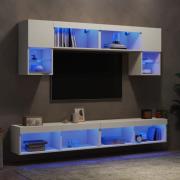 vidaXL Tv-bänk 6 delar LED vit konstruerat trä