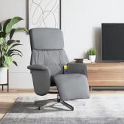 vidaXL Massagefåtölj med fotstöd ljusgrå tyg