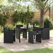 vidaXL Trädgårdsmöbelset 5 pcs Svart konstrotting