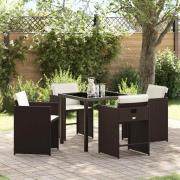 vidaXL Trädgårdsmöbelset 5 pcs Brun konstrotting