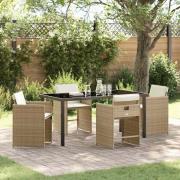 vidaXL Trädgårdsmöbelset 5 pcs Beige konstrotting