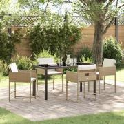 vidaXL Trädgårdsmöbelset 5 pcs Beige konstrotting
