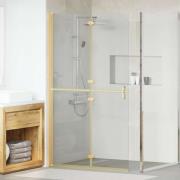 vidaXL Walk-in duschvägg Guld och transparent 110 x 190 cm Härdat glas