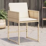 vidaXL Trädgårdsstolar med dynor 4 st beige konstrotting