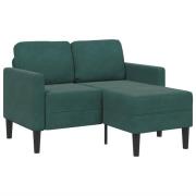 vidaXL 2-sitssoffa med schäslong L-formad mörkgrön 125 cm sammet