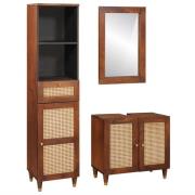 vidaXL Badrumsinredning 3 pcs 38 x 33 x 160 cm Massivt mangoträ