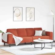 vidaXL Soffa med kudde Röd orange 250 x 77 x 76 cm Kordread tyg