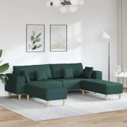 Tygsoffa med kudde 3 pcs Mörkgrön 208 cm tyg