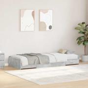 vidaXL Sängram med huvudgavel Betonggrå 90 x 200 cm Konstruerat trä