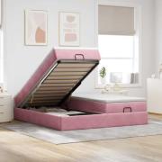 vidaXL Ottoman sängram med madrasser rosa 200x200 cm sammet