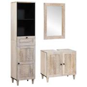 vidaXL Badrumsmöbelset med låda med lagring 3 pcs Vit massivt mangoträ