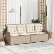 vidaXL Trädgårdsbänk med kudde Beige Poly rattan