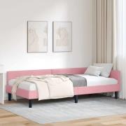 vidaXL Hörn Sängram med huvudgavel Rosa 90 cm x 190 cm Sammet