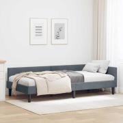vidaXL Hörn Sängram med huvudgavel Mörkgrå 100 cm x 200 cm Sammet