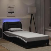 vidaXL Bed Frame with LED without Mattress "Hvar" Black and White 90x1...
