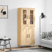 vidaXL Högskåp sonoma-ek 69,5x34x180 cm konstruerat trä