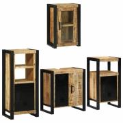 vidaXL Badrumsmöbelset 4 pcs Brun 55 x 35 x 60 cm Massivt mangoträ