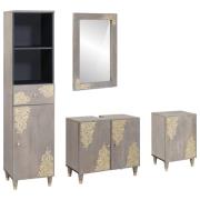 vidaXL Badrumsmöbelset med låda Väggmonterad 4 pcs Grå 62 x 33 x 58 cm