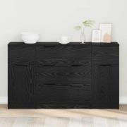 vidaXL Sideboard 3 pcs Svart ek 121 x 30 x 70 cm Konstruerat trä