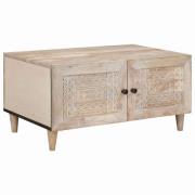 vidaXL Kaffeebord med lagring Beige 80 x 50 x 40 cm massivt mangoträ