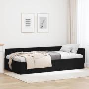 vidaXL Hörn Sängram Svart 90 x 200 cm Tyger och konstruerat trä