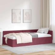 vidaXL Hörn Sängram med huvudgavel Vinröd 100 cm x 200 cm tyg