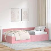 vidaXL Hörn Sängram Övrigt Rosa 90 x 200 cm Sammet och konstruerat trä