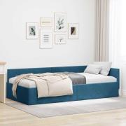 vidaXL Hörn Sängram med huvudgavel Blå 100 cm x 200 cm Sammet
