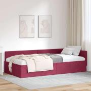 vidaXL Hörn Sängram med huvudgavel Vinröd 100 cm x 200 cm Sammet