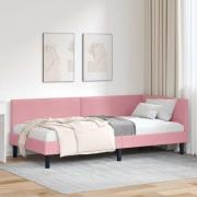 vidaXL Hörn Sängram med huvudgavel Rosa 90 cm x 190 cm Sammet