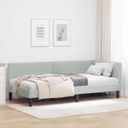 vidaXL Hörn Sängram Ljusgrå 100 x 200 cm Sammet och konstruerat trä