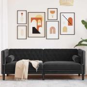 vidaXL Chesterfieldsoffa med kudde Svart 194 x 74.5 x 70.5 cm Sammet