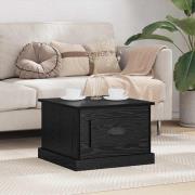vidaXL Kaffeebord med låda Svart Ek 50 x 50 x 35 cm Konstruerat trä
