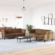 vidaXL Soffgrupp 2 delar brun sammet