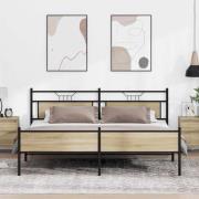 vidaXL Sängram utan madrass metall sonoma-ek 193x201 cm