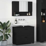 vidaXL Badrumsmöbelset 2 pcs Svart 76.5 x 35 x 64 cm Konstruerat trä