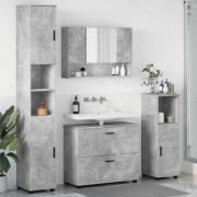 vidaXL Badrumsmöbelset med låda 4 pcs Betonggrå 30 x 35 x 192 cm