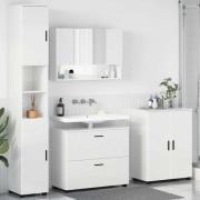 vidaXL Badrumsmöbelset med låda 4 pcs Vit högglans 30 x 35 x 192 cm