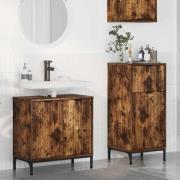 vidaXL Badrumsmöbelset med låda 2 pcs Rökfärgad ek 39,5 x 36 x 88 cm