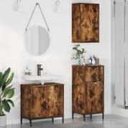 vidaXL Badrumsmöbelset med låda 3 pcs Rökfärgad ek 39,5 x 36 x 88 cm