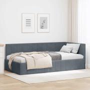 vidaXL Hörn Sängram med huvudgavel Mörkgrå 100 cm x 200 cm Sammet