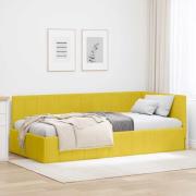 vidaXL Hörn Sängram med huvudgavel Gul 100 cm x 200 cm Sammet