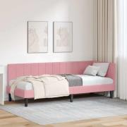vidaXL Hörn Sängram med huvudgavel Rosa 80 cm x 200 cm Sammet