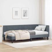 vidaXL Hörn Sängram med huvudgavel Mörkgrå 90 cm x 190 cm Sammet