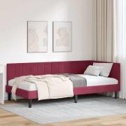 vidaXL Hörn Sängram med huvudgavel Vinröd 100 cm x 200 cm Sammet