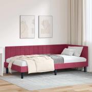 vidaXL Hörn Sängram med huvudgavel Vinröd 90 cm x 190 cm Sammet