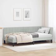 vidaXL Hörn Sängram med huvudgavel Ljusgrå 90 cm x 200 cm Sammet