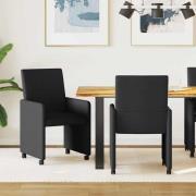 vidaXL Matstolar med hjul 2 pcs Svart 57 x 66 x 94 cm tyg