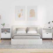 vidaXL Sängbord med låda 2 pcs Vit 49 x 36 x 61 cm Konstruerat trä